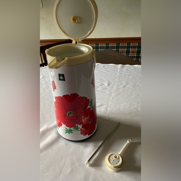 Vintage Sunrise Retro Coffee Pump Dispenser Poppy Floral Design Hot Cold Thermos - Picture 6 of 14